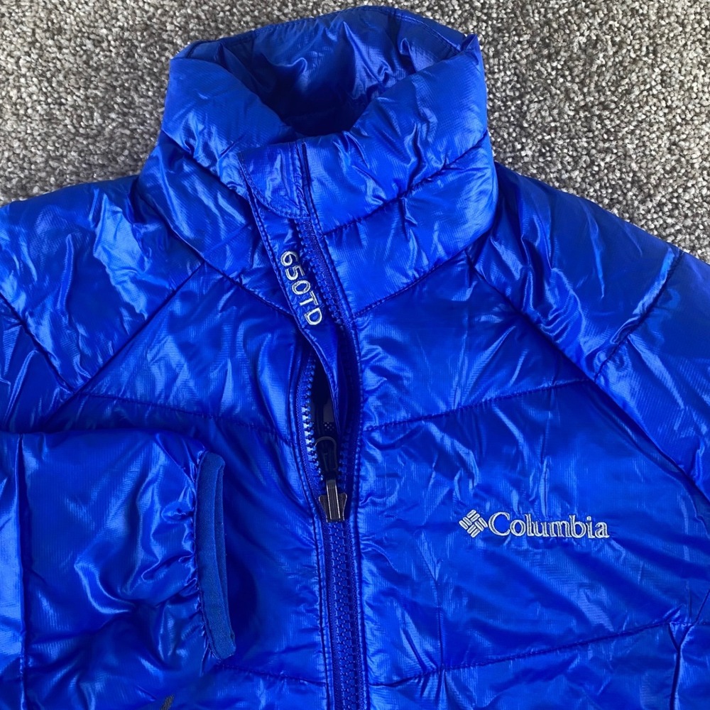 Columbia Womens Omni-Heat 650TD TurboDown Puffer Jacket Royal Blue XS Full Zip